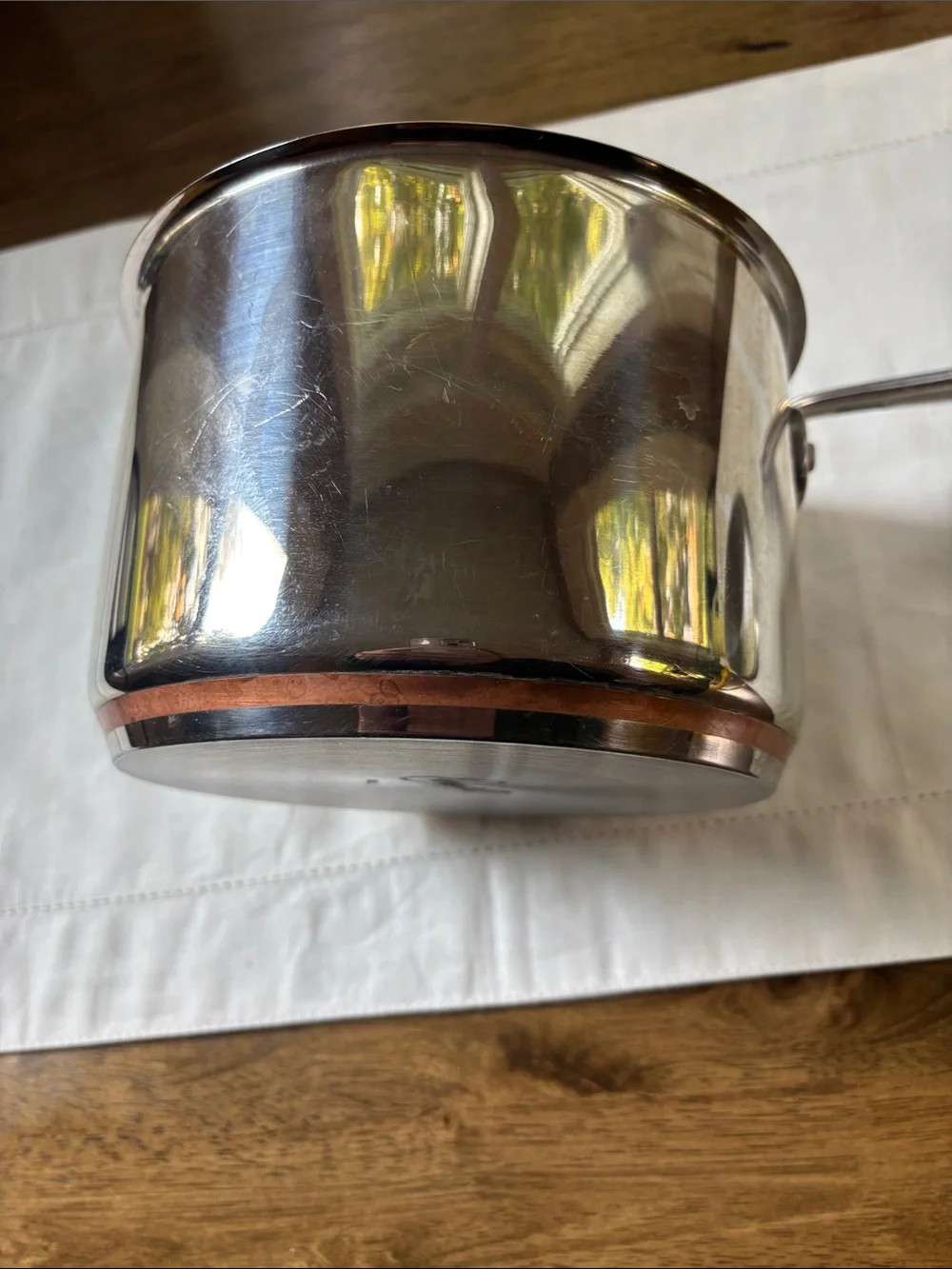 Vintage Emeril Lagasse 3 Qt Stainless Steel Saucepan Pot, Copper Core Base